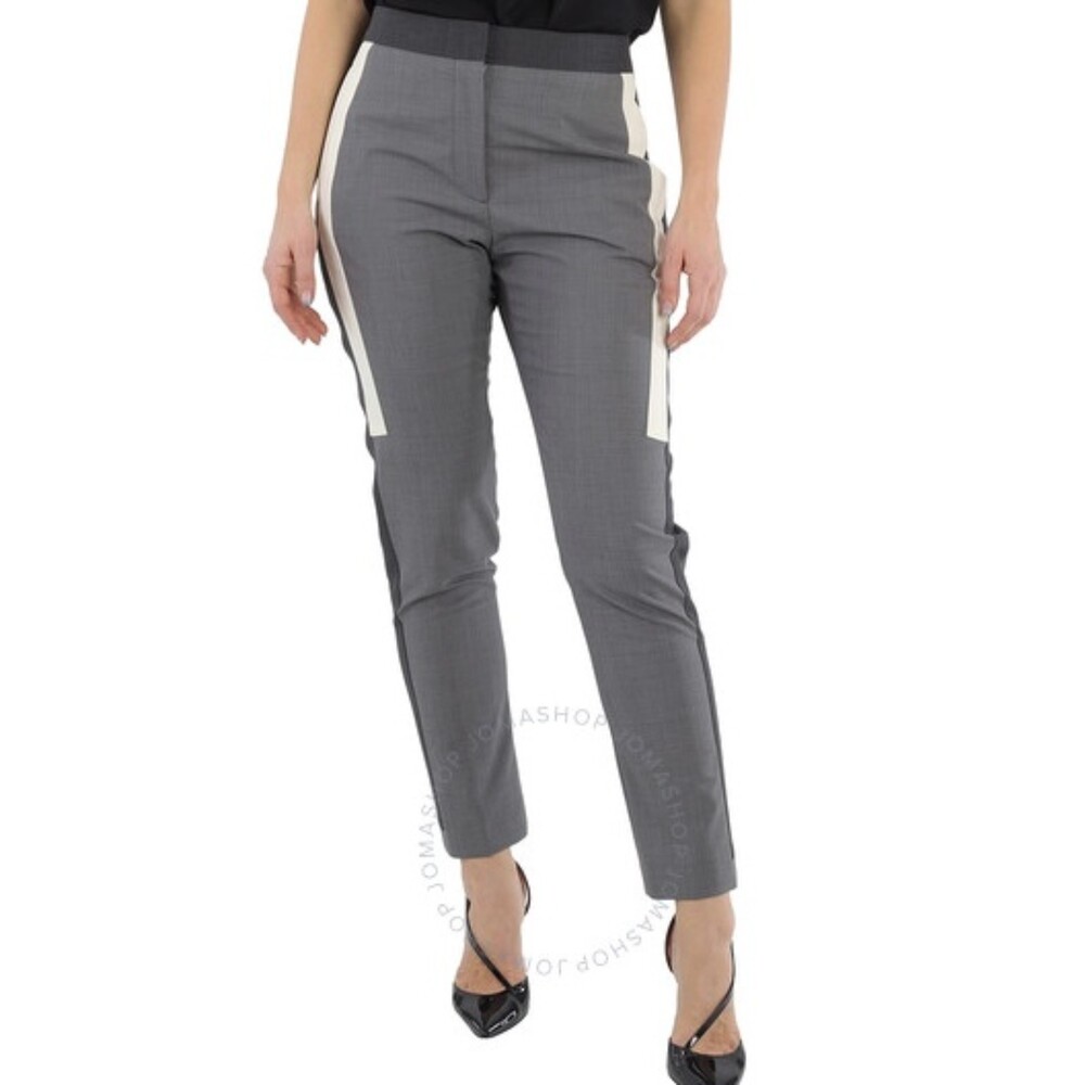 Burberry Wool Stripe Cropped Trouser Pants Gray 4